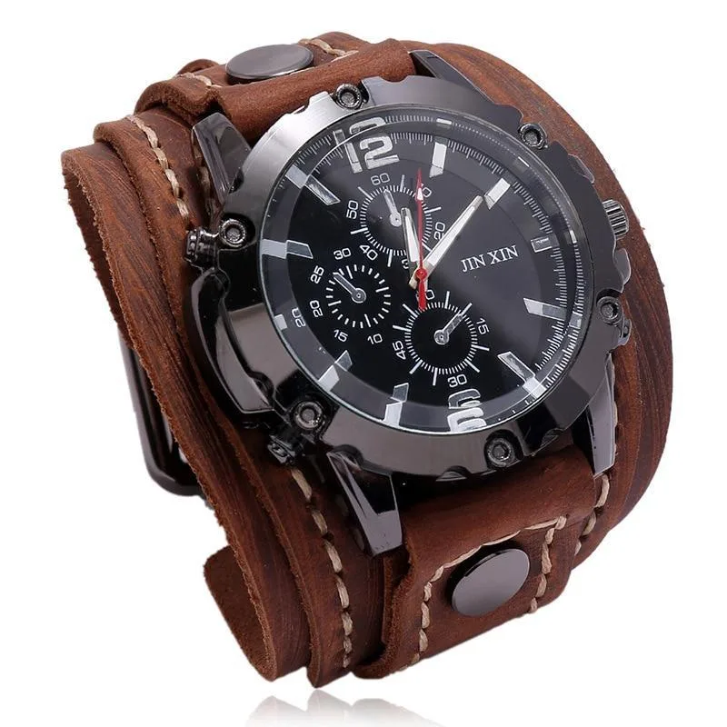 Force läderarmbandsklocka