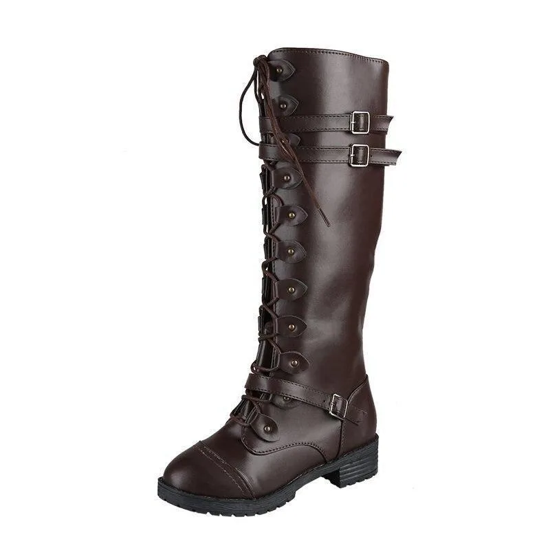 Bruna PU Steampunk Stövlar
