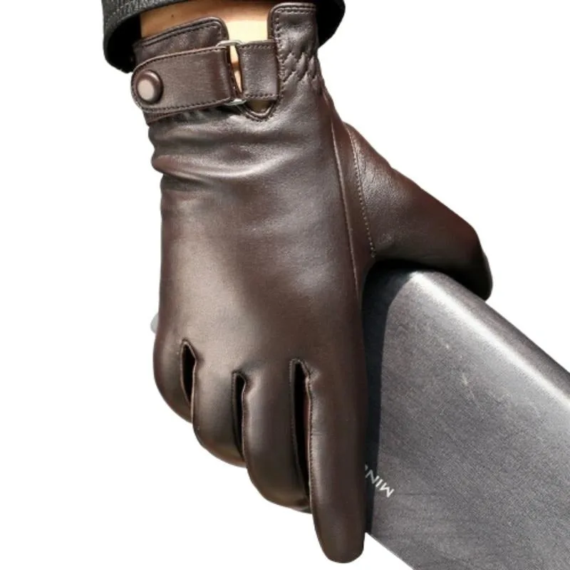 Brun läderhandske för män