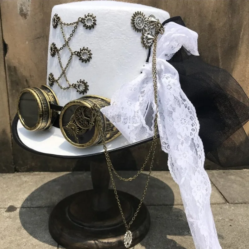 Bild 2 — Vit Steampunk hatt