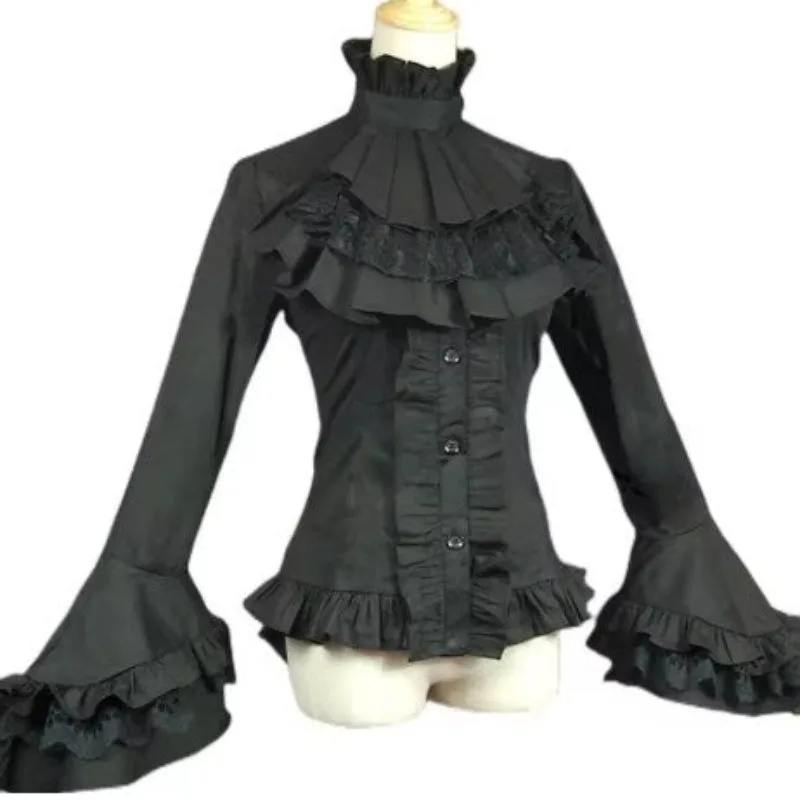 Vit Goth Jabot skjorta