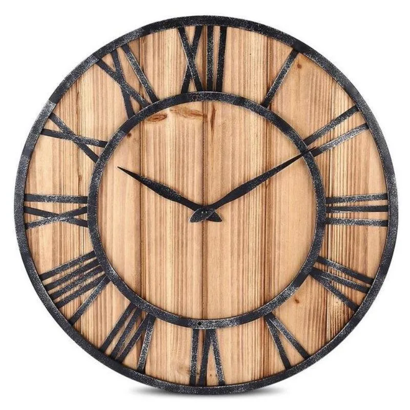 Industriell Steampunk klocka i trä och metall