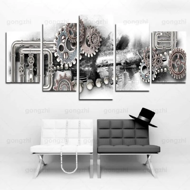 Bild 3 — Steampunk Industrial Kugghjul Painting
