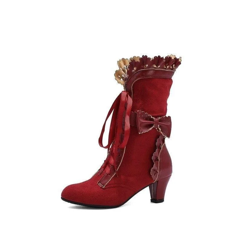 Röda Steampunk ankelstövlar