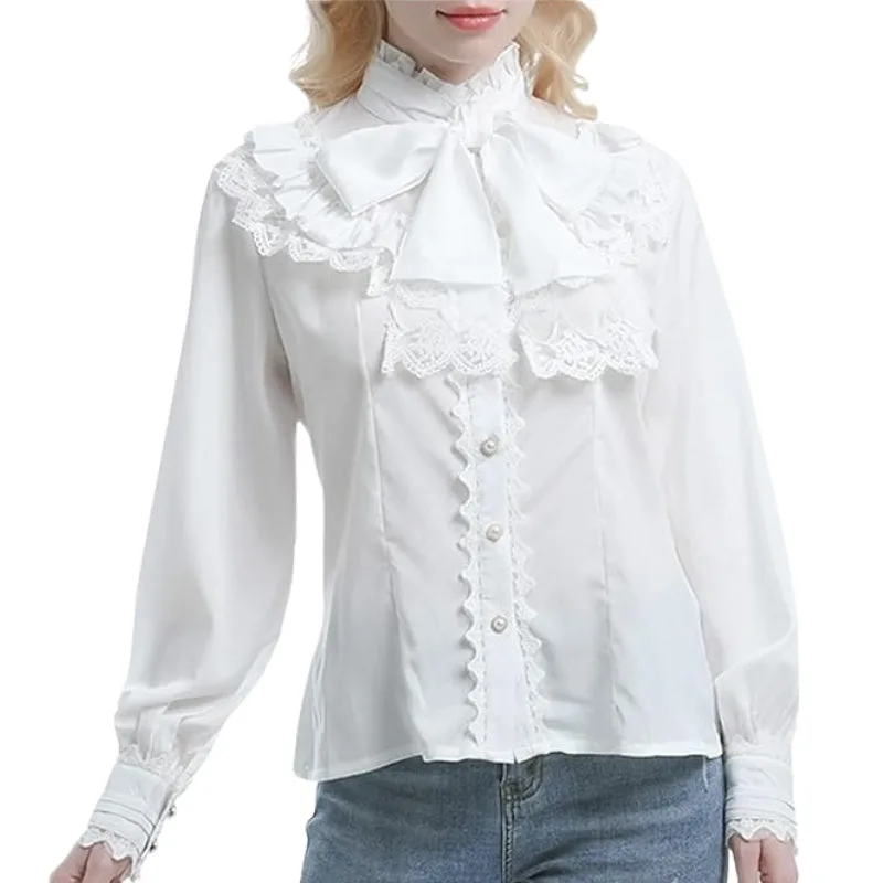 Bild 5 — Viktoriansk vit Steampunk blus