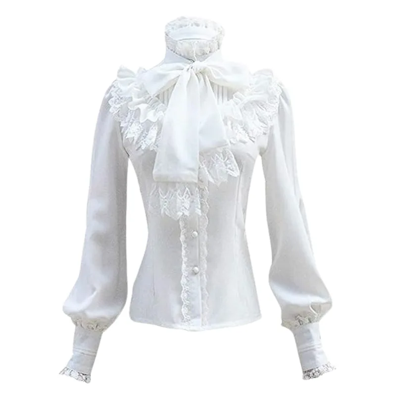 Viktoriansk vit Steampunk blus