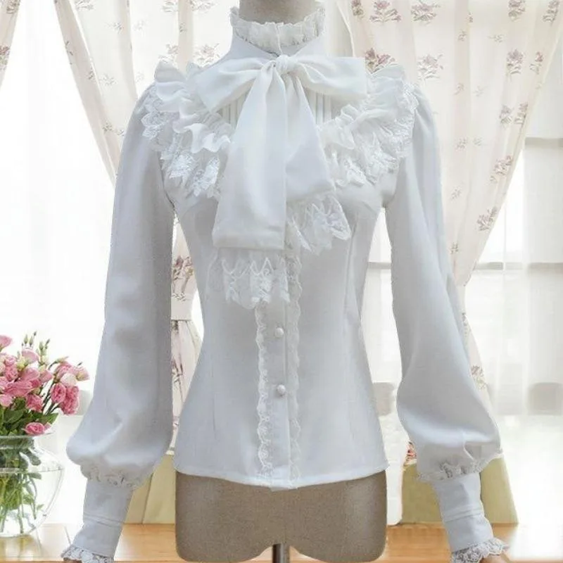 Bild 4 — Viktoriansk vit Steampunk blus