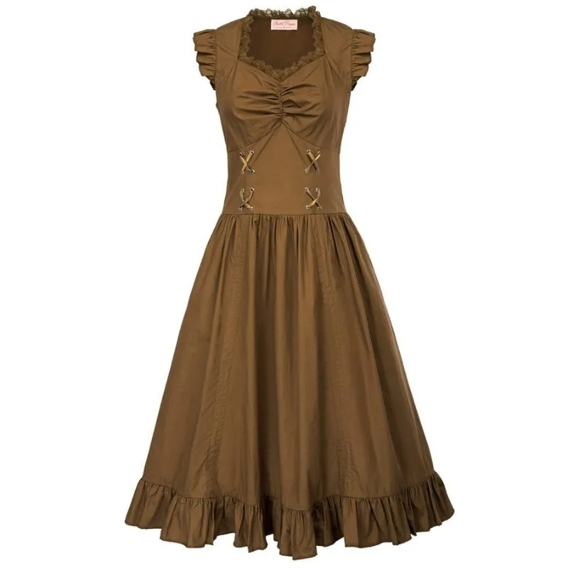 Lång brun Steampunk-klänning