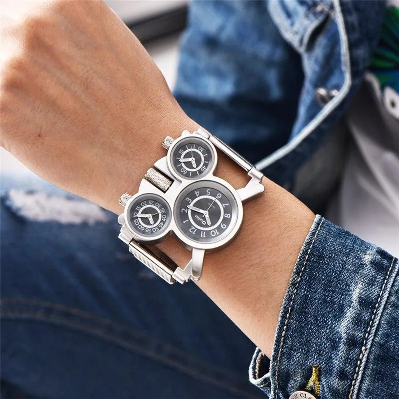 Bild 7 — Steampunk Armbandsklocka 3 Dials Herrar
