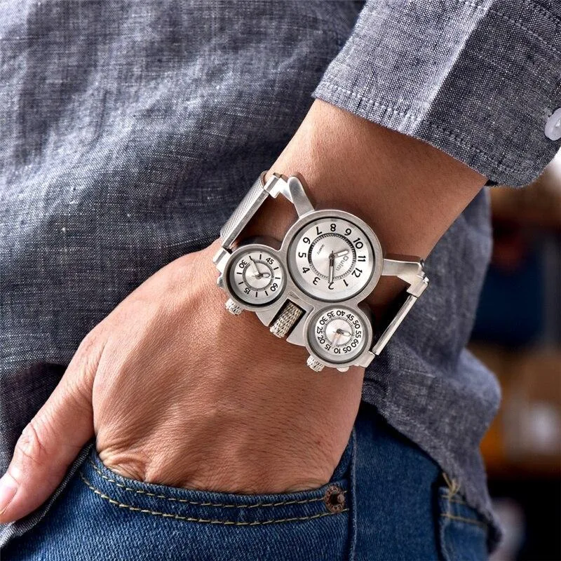 Bild 2 — Steampunk Armbandsklocka 3 Dials Herrar
