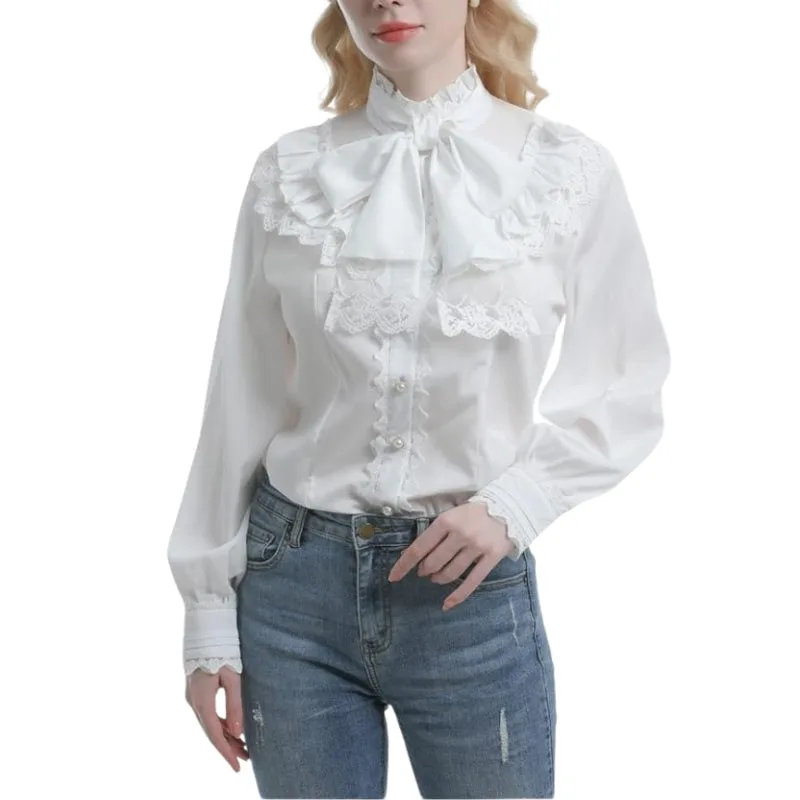 Bild 2 — Viktoriansk vit Steampunk blus