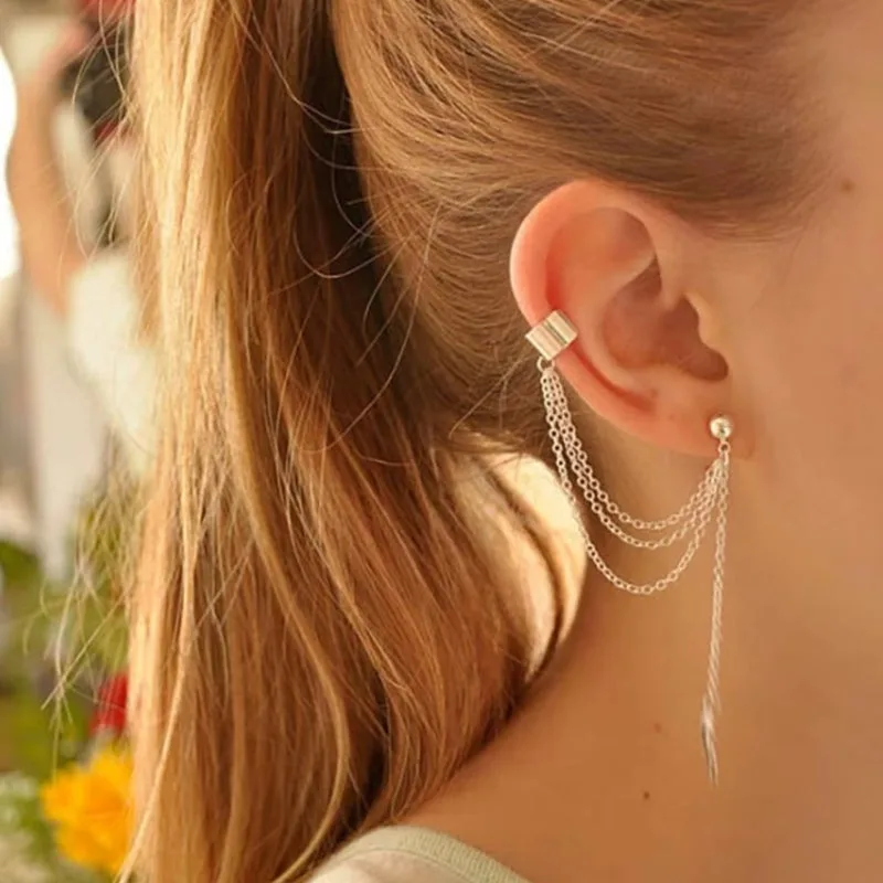 Bild 2 — Steampunk Clip Kedja Örhänge