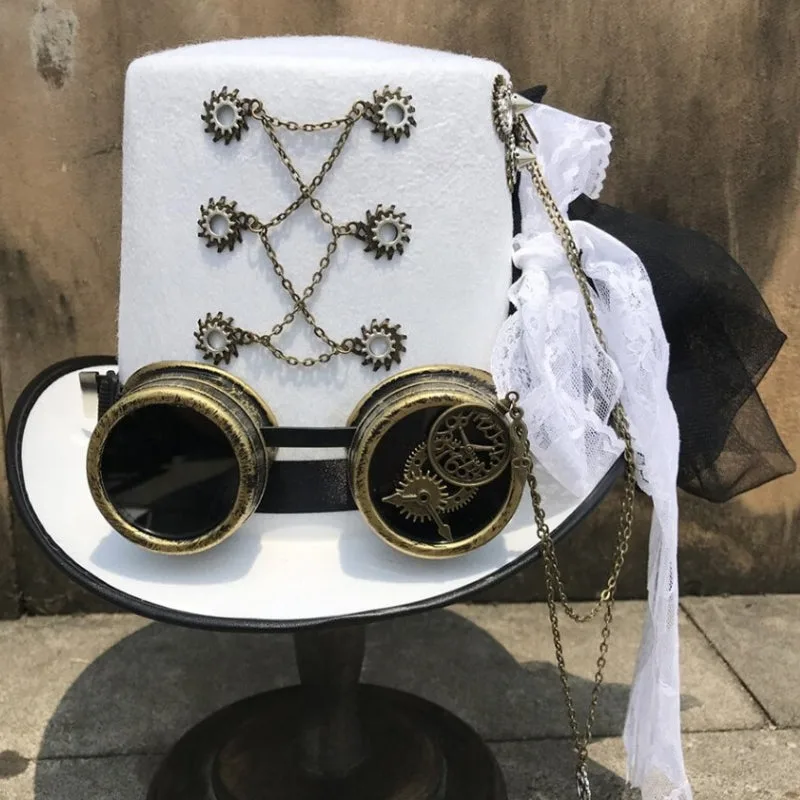 Bild 4 — Vit Steampunk hatt