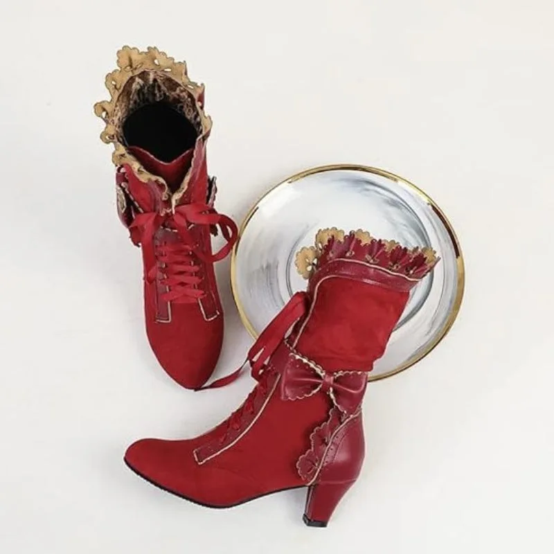 Bild 4 — Röda Steampunk ankelstövlar