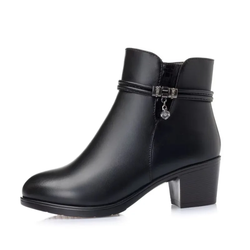 Svarta PU ankelboots med 5 cm klack