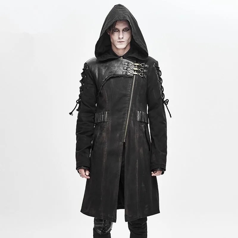 Steampunk trenchcoatjacka med huva