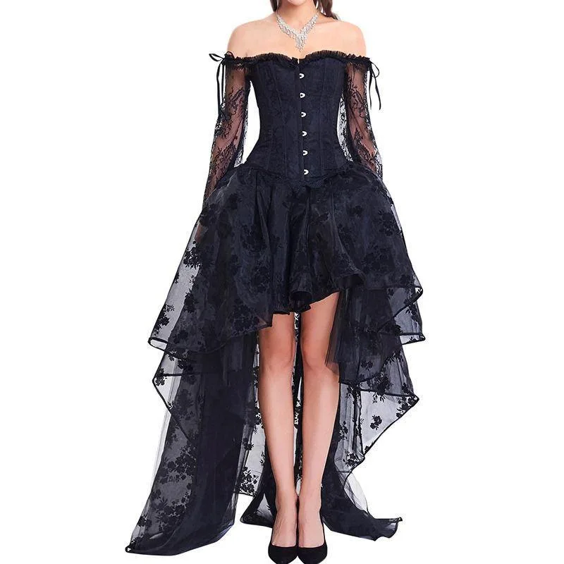 Svart Steampunk aftonklänning