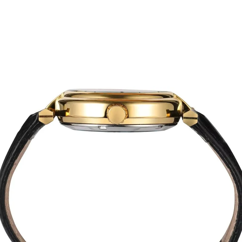 Bild 4 — Skelett Armbandsklocka läderarmband för kvinnor