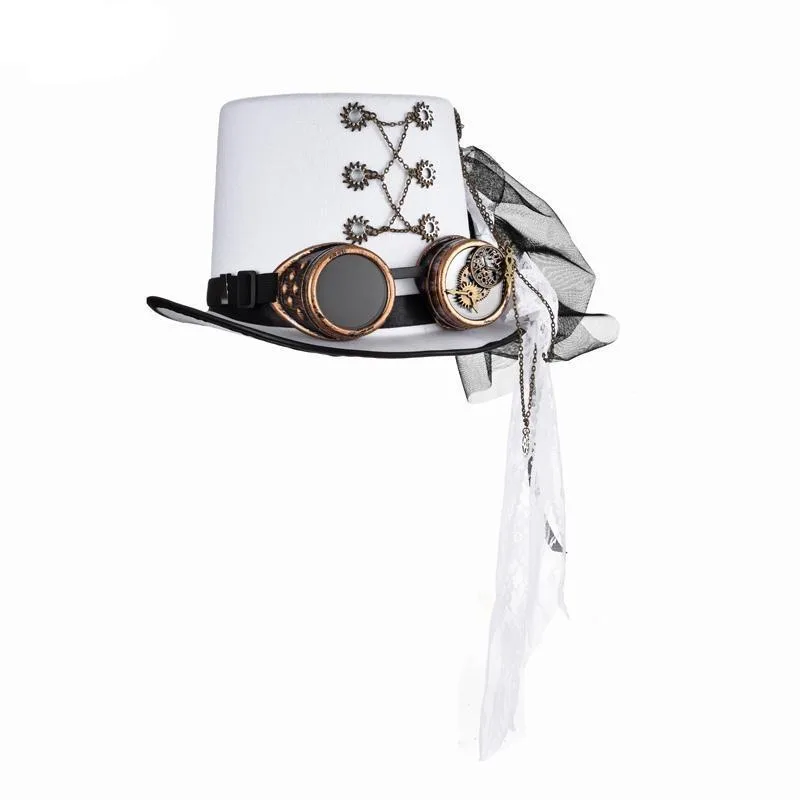 Vit Steampunk hatt